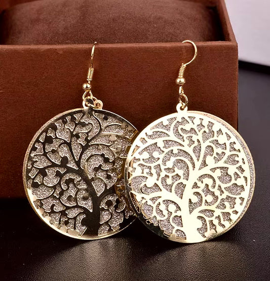 Leaning Tree Gold Earrings