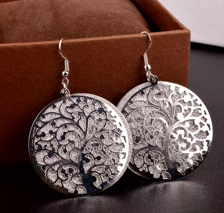 Leaning Tree Silver Earrings